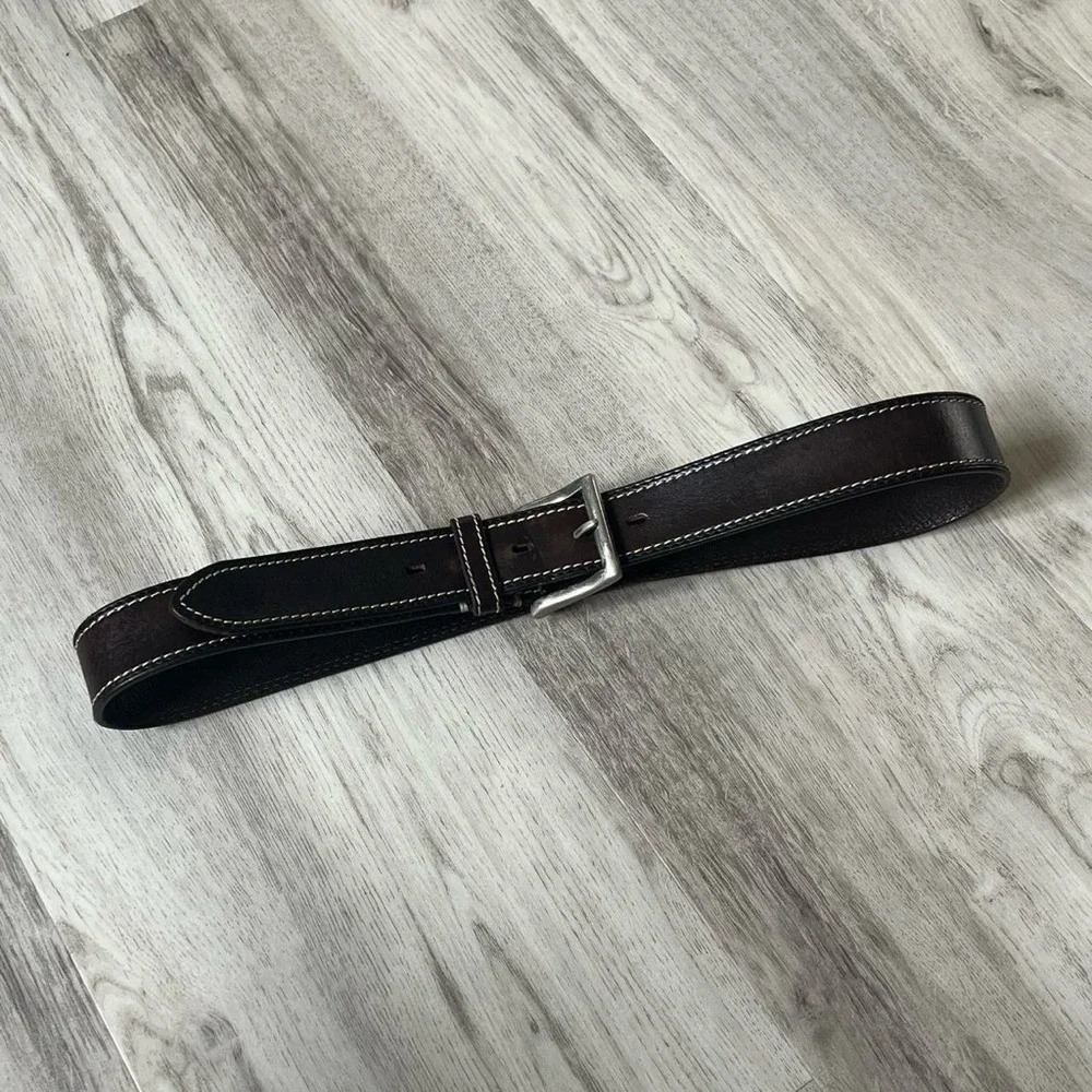 Men's Brown Argentinian Leather Contrast Stitch Belt